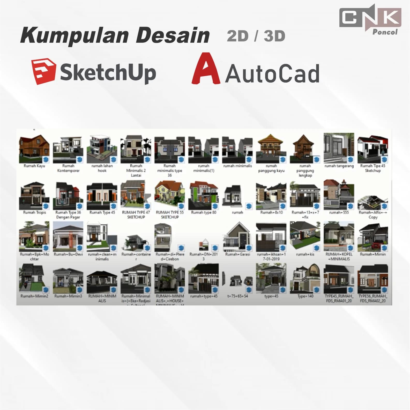 Koleksi Desain AutoCAD & SketchUp – DWG dan Object Siap Edit gambar 3