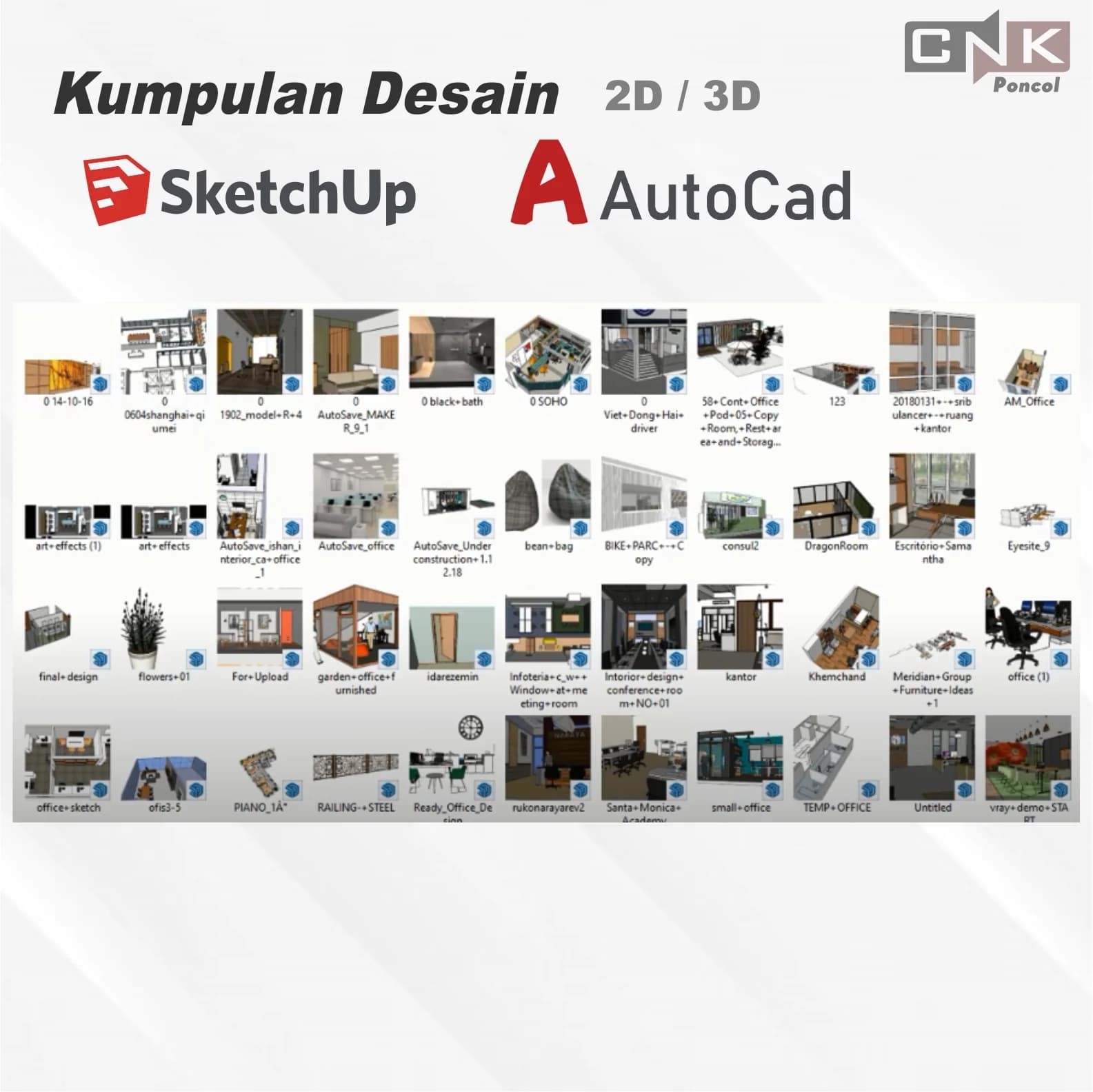 Koleksi Desain AutoCAD & SketchUp – DWG dan Object Siap Edit gambar 4