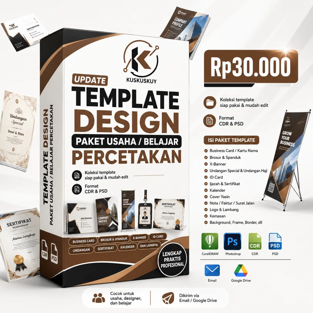 Paket Template Desain Percetakan CDR & PSD – Siap Edit