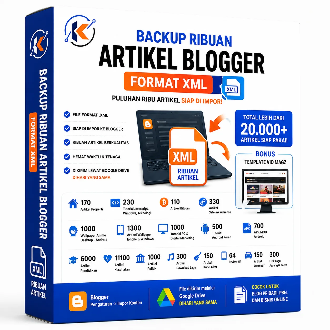 Artikel Blogger XML + Bonus Template VioMagz