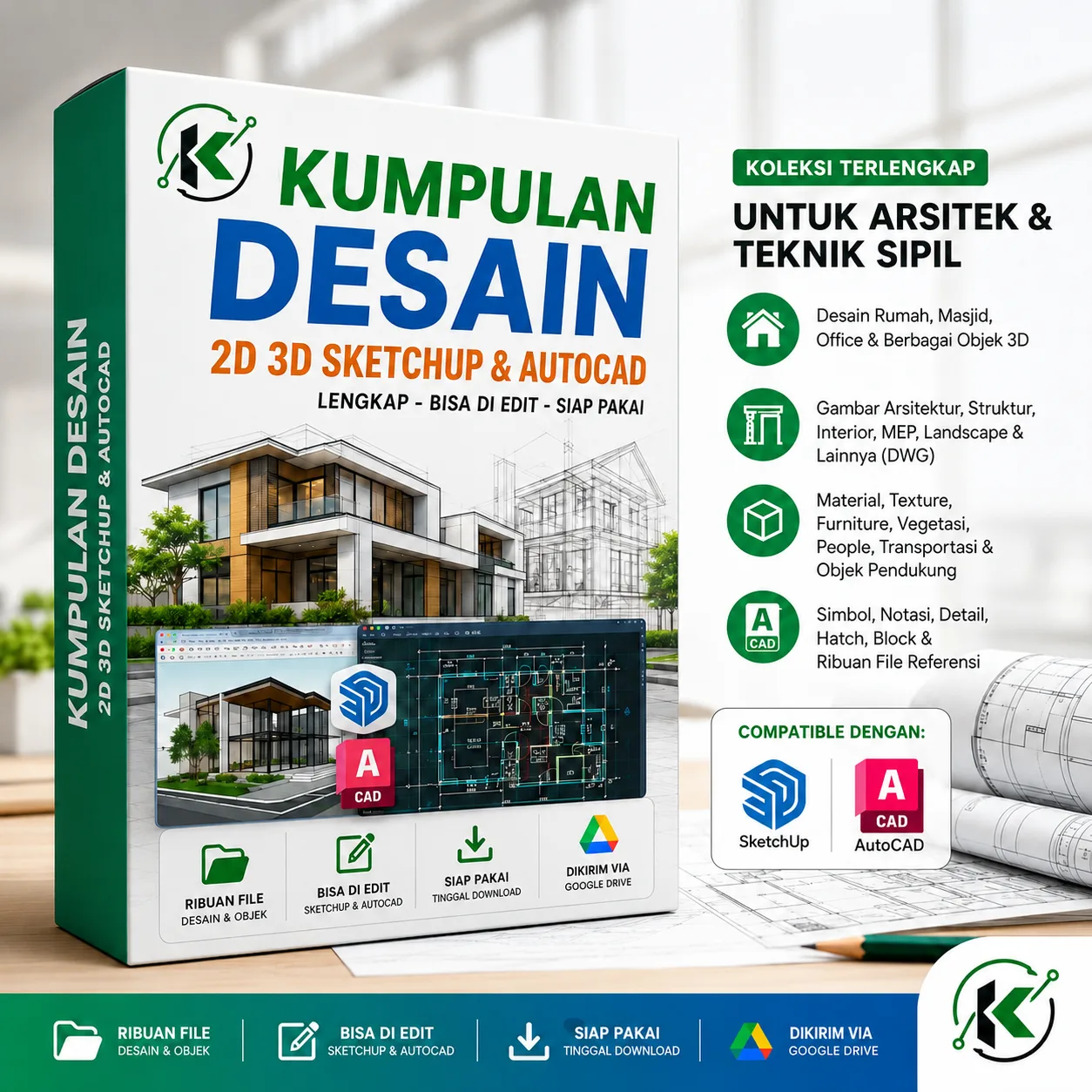 Library Desain AutoCAD & SketchUp – Template Teknik sipil