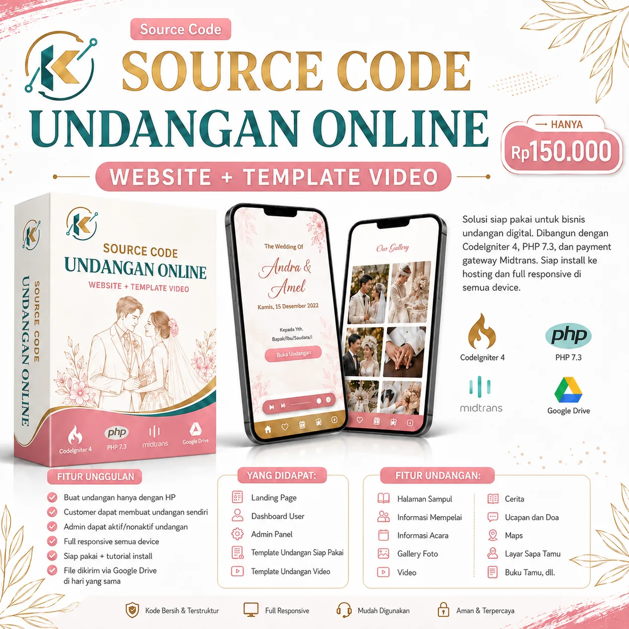 Source Code Undangan Digital + Template Video & Midtrans