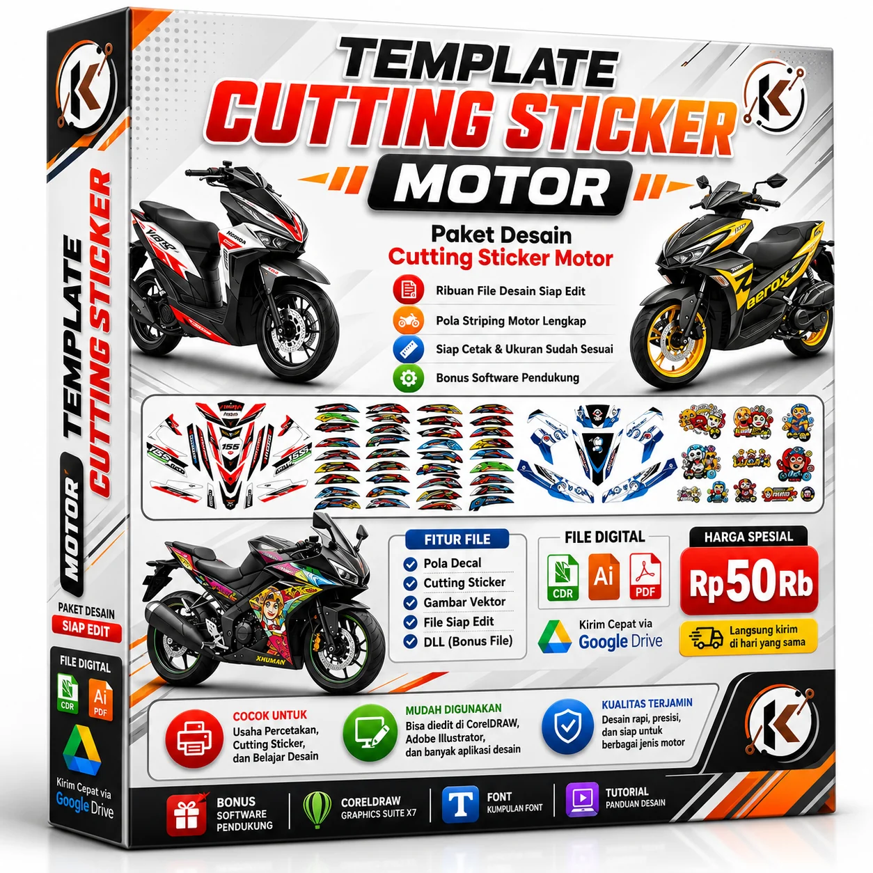 Template Cutting Sticker Motor Vektor